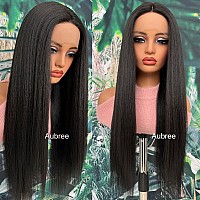 Aubree Black Lace Front Wigs Glueless Preplucked Natural Hairline Synthetic Lace Front Wigs Long Straight Frontal Lace Wigs For