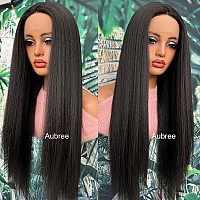 Aubree Black Lace Front Wigs Glueless Preplucked Natural Hairline Synthetic Lace Front Wigs Long Straight Frontal Lace Wigs For