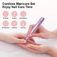 Nail Drill Cordless Electric Nail Drill Machine For Acrylic Nail Rechargeable Portable With Max 20000 Rpm 12 In 1 Kit Electri