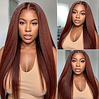 Beauty Forever 7X5 Bye Bye Knots Put On And Go Glueless Reddish Brown Kinky Straight Lace Front Wig Human Hair Auburn Copper Pre