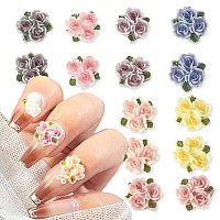 70Pcs 3D Flowers Nail Charms 3D Acrylic Flowers For Nails Pink Blue Yellow Flowers Nails Art Charms Supplies Flower Nail Charms