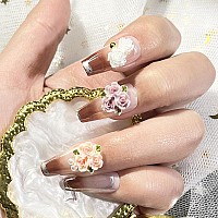 70Pcs 3D Flowers Nail Charms 3D Acrylic Flowers For Nails Pink Blue Yellow Flowers Nails Art Charms Supplies Flower Nail Charms