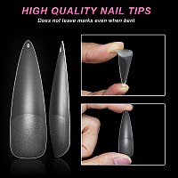 Aoream Long Stiletto Nail Tip 240Pcs Full Cover Soft Gel False Nails 12 Sizes Clear Matte Nail Tips Press On Nails Fake Artifici