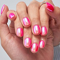 Glamermaid Press On Nails Extra Short Squoval Spring Summer Handmade Hot Pink Chrome Gel Glue On Nails 24Pcs Glazed Donut Glos