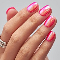 Glamermaid Press On Nails Extra Short Squoval Spring Summer Handmade Hot Pink Chrome Gel Glue On Nails 24Pcs Glazed Donut Glos