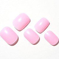 Glamermaid Press On Nails Extra Short Squoval Spring Summer Soft Pink Glue On Gel Nails 24Pcs Glossy Round Reusable Uv Finish