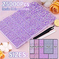 25000Pcs Resin Jelly Rhinestones For Crafting Lavender Purple Ab 26Mm Mixed Sizes Non Hotfix Flatback Gems Bedazzling Crystal