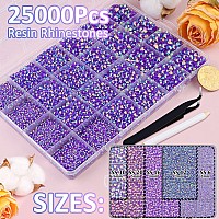 25000Pcs Resin Jelly Rhinestones For Crafting Dark Purple Ab 26Mm Mixed Sizes Non Hotfix Flatback Gems Bedazzling Crystal For