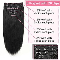 Clip In Hair Extensions Real Human Hair 120G Straight Clip Ins Remy 24 Inch Clip In Hair Extensions Black Women Seamless Clip In