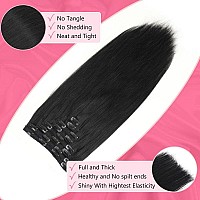 Clip In Hair Extensions Real Human Hair 120G Straight Clip Ins Remy 24 Inch Clip In Hair Extensions Black Women Seamless Clip In