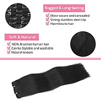 Clip In Hair Extensions Real Human Hair 120G Straight Clip Ins Remy 24 Inch Clip In Hair Extensions Black Women Seamless Clip In