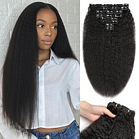 Clip In Hair Extensions Real Human Hair Kinky Straight Clip Ins Remy 24 Inch Clip In Hair Extensions Black Women Seamless Clip I