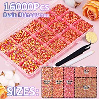 16000Pcs Resin Jelly Rhinestones With Tweezers For Crafting Red Ab 26Mm Mixed Sizes Flatback Gems Bedazzling Crystal For Diy