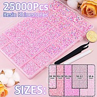 25000Pcs Resin Jelly Rhinestones For Crafting Light Pink Ab 26Mm Mixed Sizes Non Hotfix Flatback Gems Bedazzling Crystal For