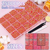 25000Pcs Resin Jelly Rhinestones For Crafting Red Ab 26Mm Mixed Sizes Non Hotfix Flatback Gems Bedazzling Crystal For Diy Cra