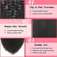 Clip In Hair Extensions Real Human Hair Straight Clip Ins Clip In Hair Extensions Black Women 16 Inch Remy Seamless Clip In Hair