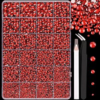 25000Pcs Resin Rhinestones For Crafting Red 26Mm Mixed Sizes Non Hotfix Flatback Gems Bedazzling Crystal For Diy Crafts Cloth