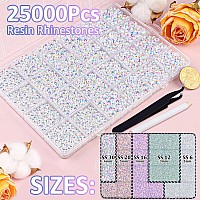 25000Pcs Resin Jelly Rhinestones For Crafting White Ab 26Mm Mixed Sizes Non Hotfix Flatback Gems Bedazzling Crystal For Diy C