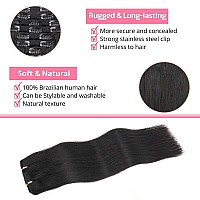 Clip In Hair Extensions Real Human Hair 120G Straight Clip Ins Remy 24 Inch Clip In Hair Extensions Black Women Seamless Clip In