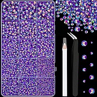 16000Pcs Resin Jelly Rhinestones With Tweezers For Crafting Dark Purple Ab 26Mm Mixed Sizes Flatback Gems Bedazzling Crystal