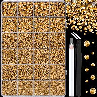 25000Pcs Resin Rhinestones For Crafting Gold 26Mm Mixed Sizes Non Hotfix Flatback Gems Bedazzling Crystal For Diy Crafts Clot