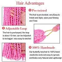 Leeven 30 Inch Pink Butterfly Locs Crochet Hair For Black Women 6 Packs Pretwisted Crochet Butterfly Locs Bohemian Braids Hair