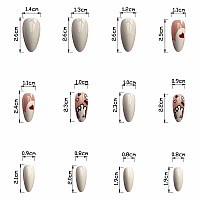 Imsohot Milky White Press On Nails Medium Almond Fake Nails With Cute Cat Heart Design Glossy Gel False Nails Acrylic Stick Glue