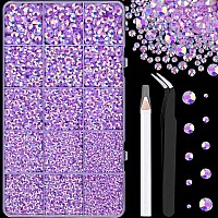 16000Pcs Resin Jelly Rhinestones With Tweezers For Crafting Lavender Purple Ab 26Mm Mixed Sizes Flatback Gems Bedazzling Crys