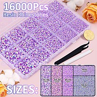 16000Pcs Resin Jelly Rhinestones With Tweezers For Crafting Lavender Purple Ab 26Mm Mixed Sizes Flatback Gems Bedazzling Crys