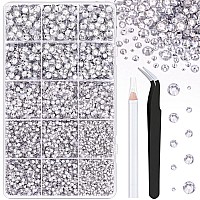 16000Pcs Resin Rhinestones With Tweezers For Crafting Clear 26Mm Mixed Sizes Flatback Gems Bedazzling Crystal For Diy Crafts