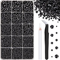 16000Pcs Resin Jelly Rhinestones With Tweezers For Crafting Black 26Mm Mixed Sizes Flatback Gems Bedazzling Crystal For Diy C