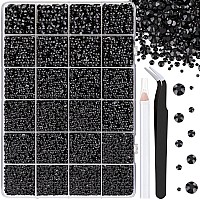 25000Pcs Resin Jelly Rhinestones For Crafting Black 26Mm Mixed Sizes Non Hotfix Flatback Gems Bedazzling Crystal For Diy Craf