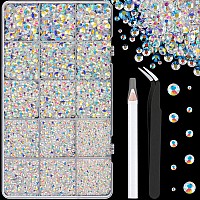 16000Pcs Resin Jelly Rhinestones With Tweezers For Crafting Transparent Ab 26Mm Mixed Sizes Flatback Gems Bedazzling Crystal