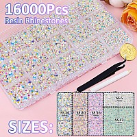 16000Pcs Resin Jelly Rhinestones With Tweezers For Crafting Transparent Ab 26Mm Mixed Sizes Flatback Gems Bedazzling Crystal