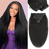 Clip In Hair Extensions Real Human Hair 14 Inch Kinky Straight Clip Ins Clip In Hair Extensions Black Women Remy Seamless Clip I