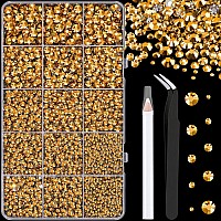 16000Pcs Resin Rhinestones With Tweezers For Crafting Gold 26Mm Mixed Sizes Flatback Gems Bedazzling Crystal For Diy Crafts C