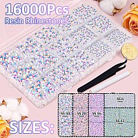 16000Pcs Resin Jelly Rhinestones With Tweezers For Crafting White Ab 26Mm Mixed Sizes Flatback Gems Bedazzling Crystal For Di