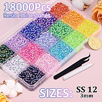 18000Pcs Resin Jelly Rhinestones With Tweezers For Crafting Mixedcolor 3Mm Flatback Gems Bedazzling Crystal For Diy Crafts Cl