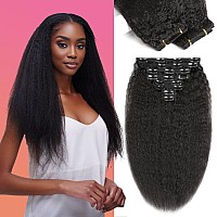 Clip In Hair Extensions Real Human Hair Kinky Straight Clip Ins 12 Inch Clip In Hair Extensions Black Women Remy Seamless Clip I