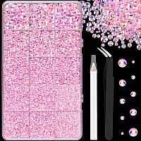 16000Pcs Resin Jelly Rhinestones With Tweezers For Crafting Light Pink Ab 26Mm Mixed Sizes Flatback Gems Bedazzling Crystal F