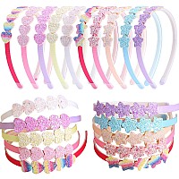 Fishdown Headband For Kids Girls 10Pcs Rainbow Glitter Hairband For Toddler Heart Rainbow Star Nonslip Headbands With Teeth