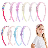 Fishdown Headband For Kids Girls 10Pcs Rainbow Glitter Hairband For Toddler Heart Rainbow Star Nonslip Headbands With Teeth