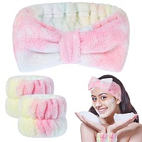 Besarme 3 Pieces Face Wash Headband And Wristband Set Soft Spa Headband And Wristbands For Women Makeup Skincare Headbands Wrist