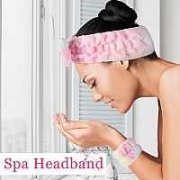 Besarme 3 Pieces Face Wash Headband And Wristband Set Soft Spa Headband And Wristbands For Women Makeup Skincare Headbands Wrist