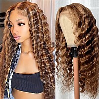 Dulove Highlight Ombre Deep Wave Lace Front Wigs Human Hair Pre Plucked With Baby Hair Glueless 13X4 Hd Transparent Lace Front W