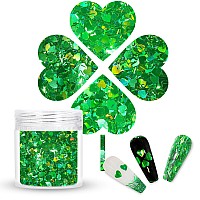 Laza 2G Chunky Glitter For St Patricks Day Heart Confetti Nail Charms Sequins Stickers Sparkle For Diy Crafts Nail Art Decorat