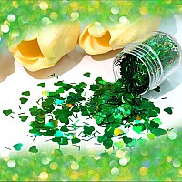 Laza 2G Chunky Glitter For St Patricks Day Heart Confetti Nail Charms Sequins Stickers Sparkle For Diy Crafts Nail Art Decorat