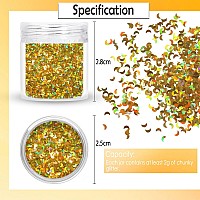 Laza 2G Chunky Glitter Moon Shaped Confetti Nail Charms Holographic Sequins Stickers Sparkle For Diy Crafts Nail Art Decoration