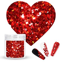 Laza 2G Chunky Glitter For Valentines Day Heart Glitter Confetti Nail Charms Holographic Sequins Stickers Sparkle For Diy Crafts