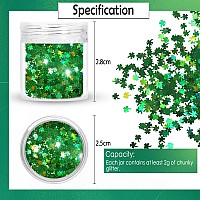 Laza 2G Chunky Glitter For St Patricks Day Clove Confetti Holographic Nail Charms Sequins Stickers Sparkle For Diy Crafts Nail